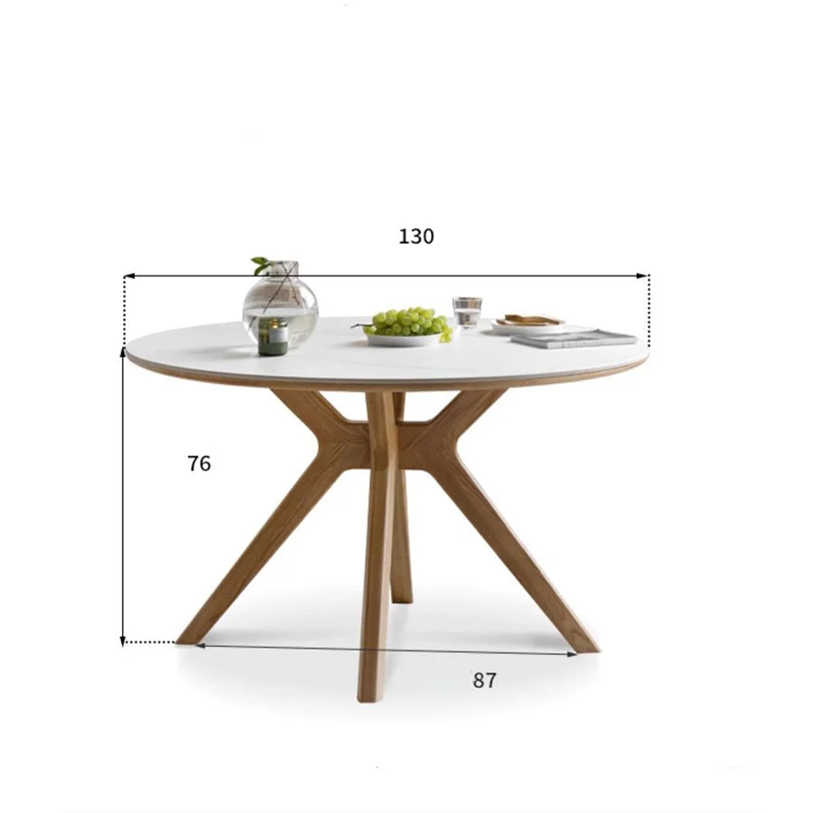 Oslo Natural Solid Oak Round Dining Table with Ceramic Top - Image 9