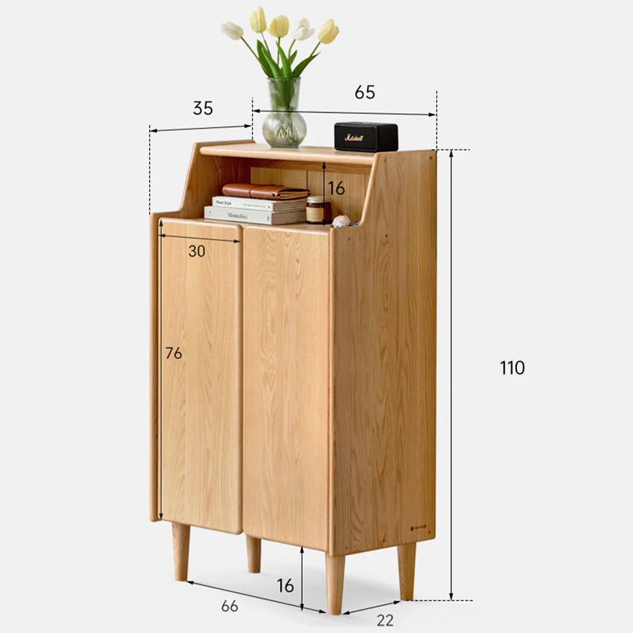Oslo Natural Solid Oak Shoe Cabinet - Image 7