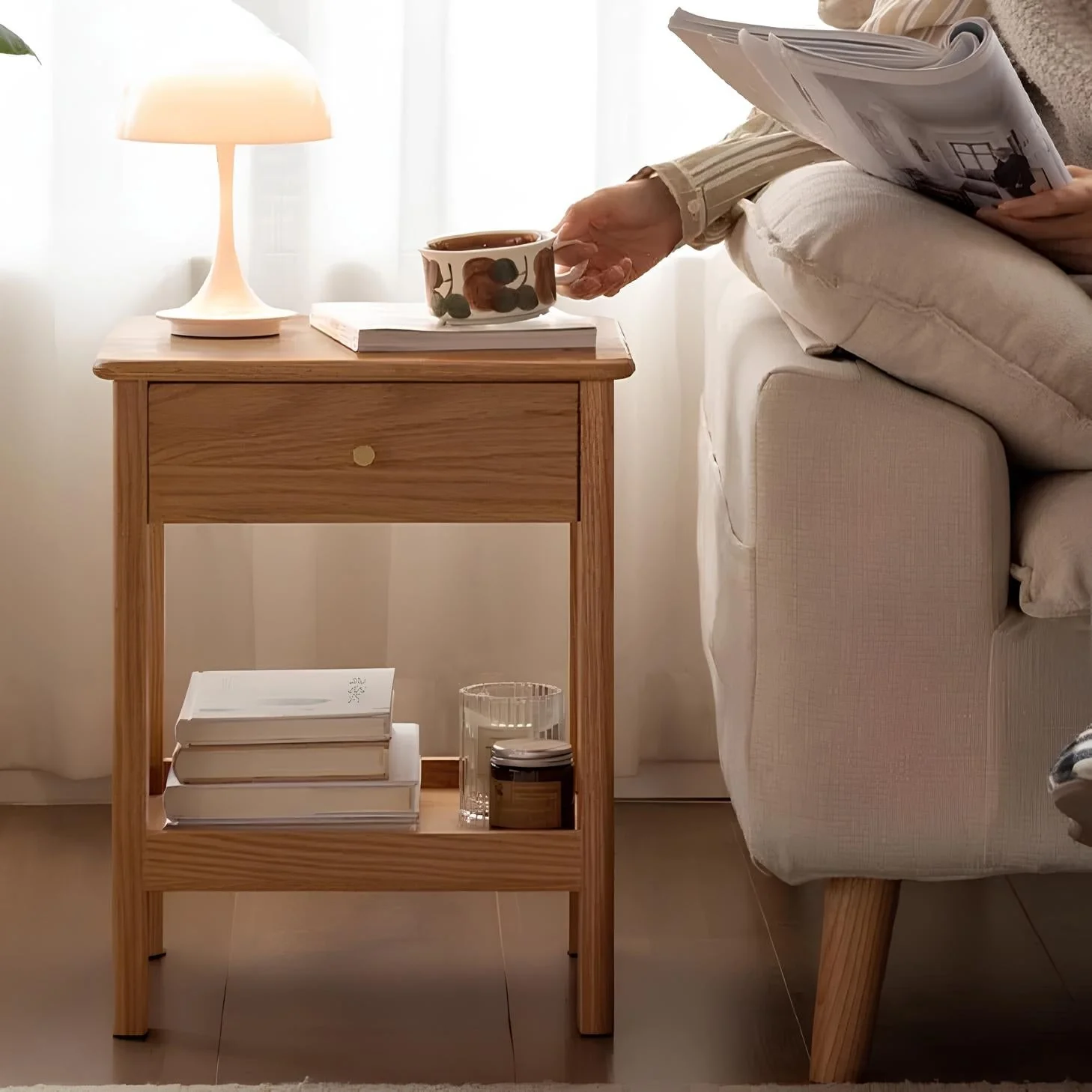 Oslo Natural Solid Oak Side Table - Image 4