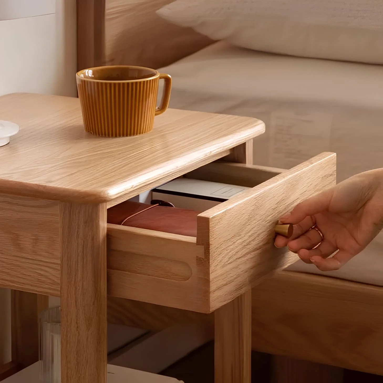 Oslo Natural Solid Oak Side Table - Image 6