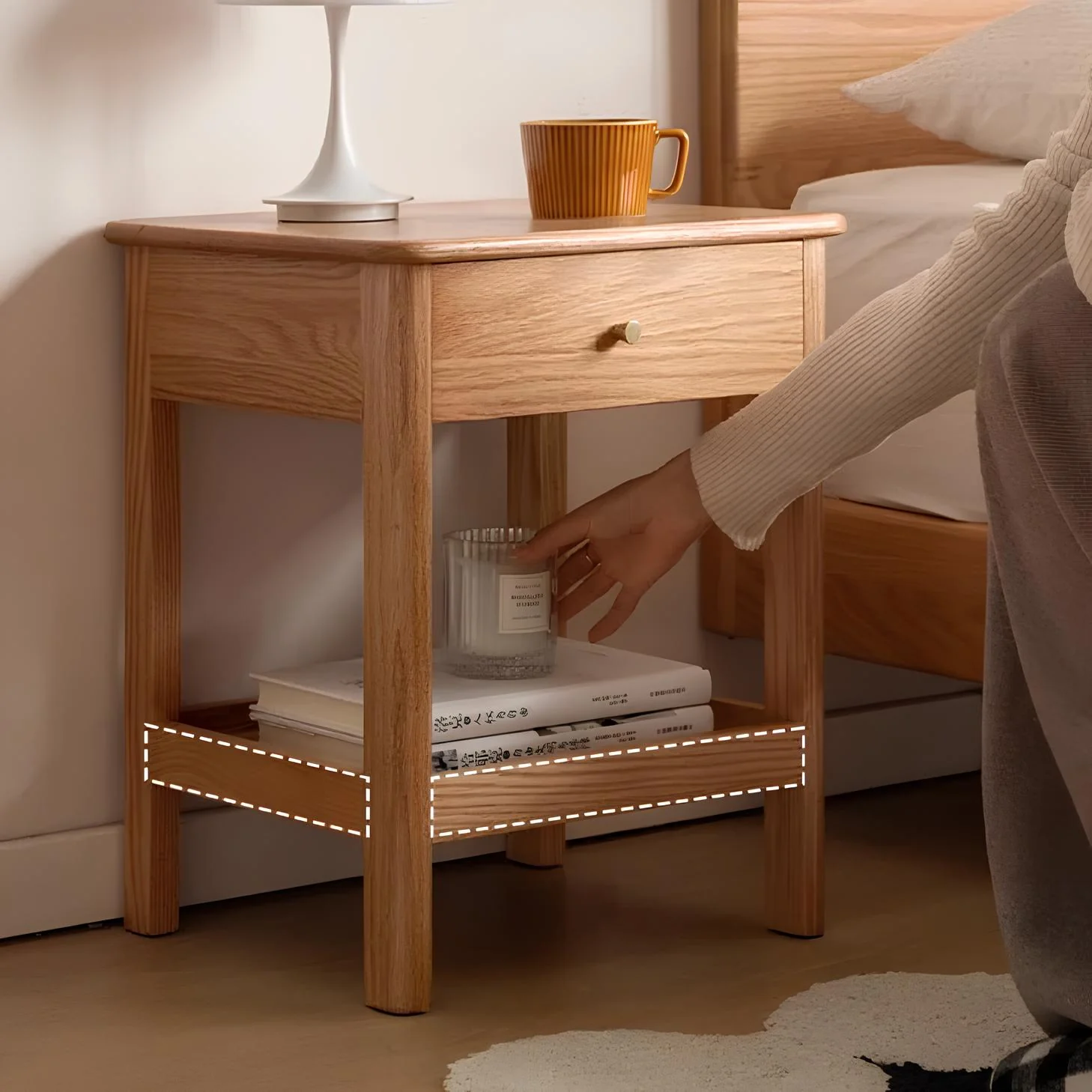 Oslo Natural Solid Oak Side Table - Image 8