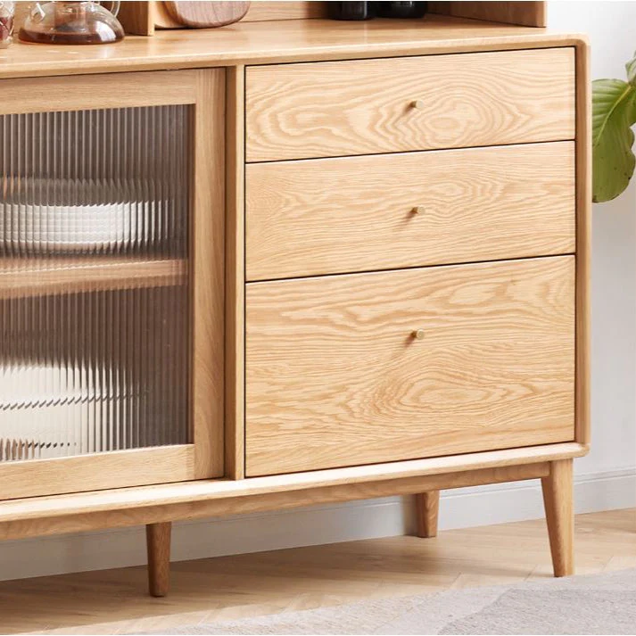 Oslo Natural Solid Oak Sideboard with Hutch Dresser - Image 4