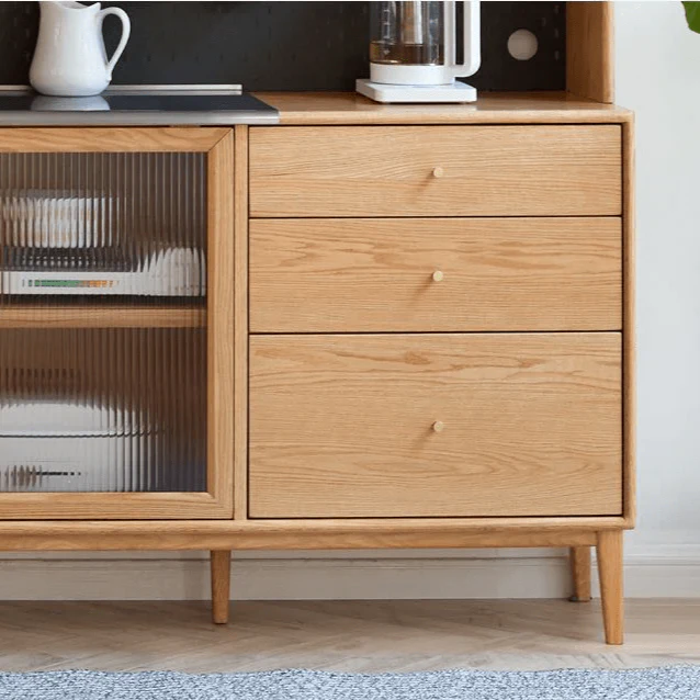 Oslo Natural Solid Oak Sideboard with Hutch Dresser - Image 5
