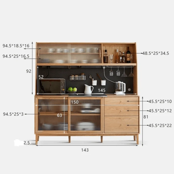 Oslo Natural Solid Oak Sideboard with Hutch Dresser - Image 7