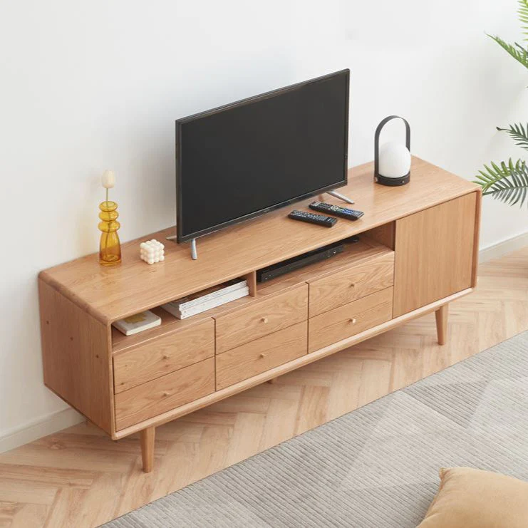 Oslo Natural Solid Oak Tall TV Unit - Image 3
