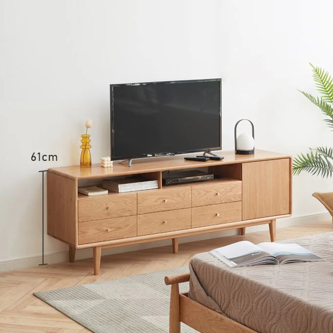 Oslo Natural Solid Oak Tall TV Unit - Image 4
