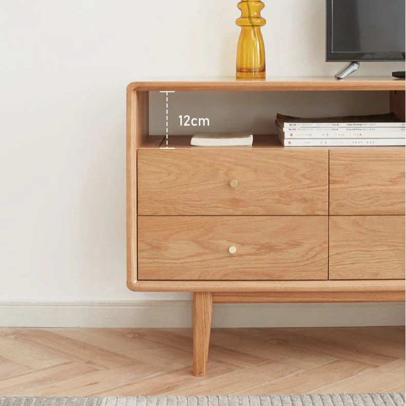 Oslo Natural Solid Oak Tall TV Unit - Image 5
