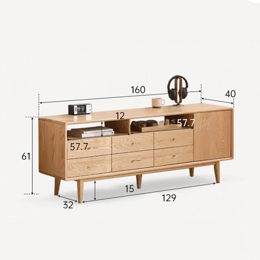 Oslo Natural Solid Oak Tall TV Unit - Image 8