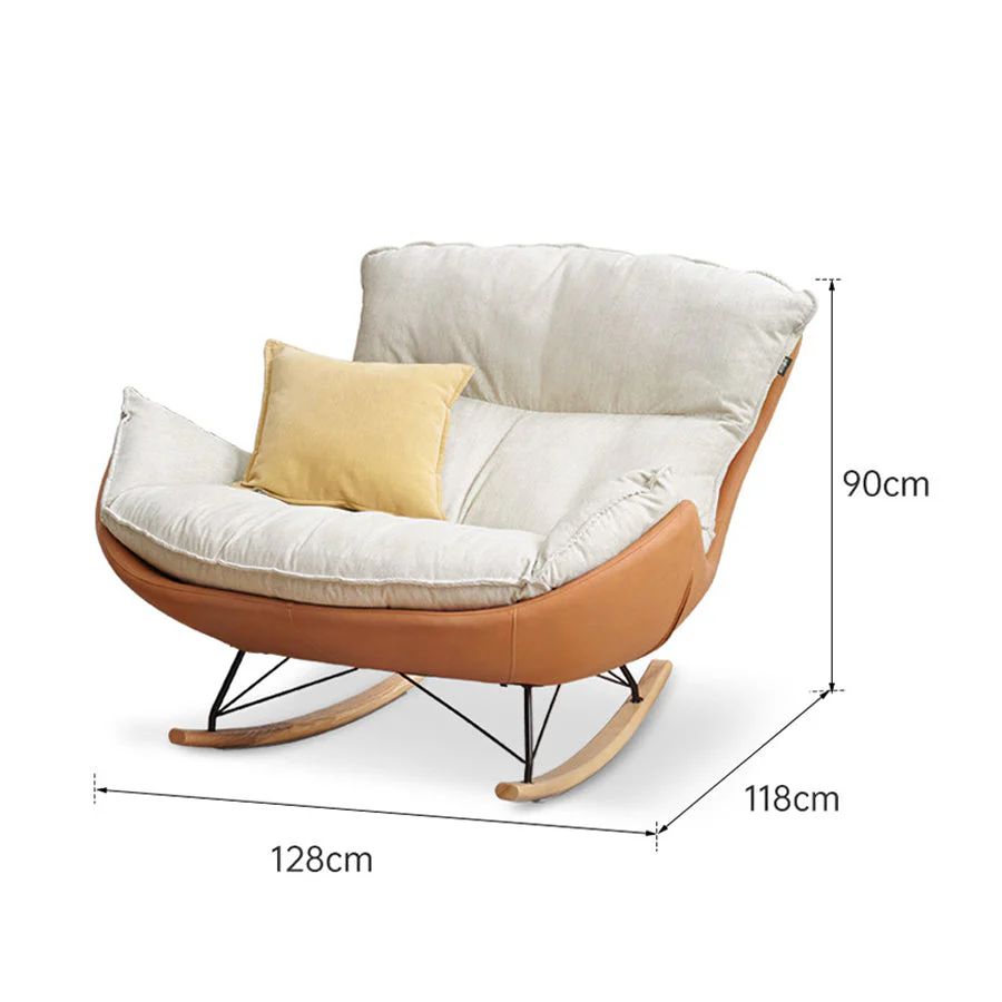 Oulu Eggshell-Inspired Fabric Double Rocking Leisure Chair Sofa - Image 4