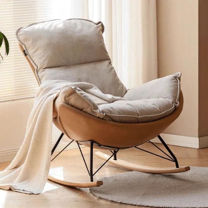 Oulu Eggshell-Inspired Fabric Rocking Leisure Chair Sofa