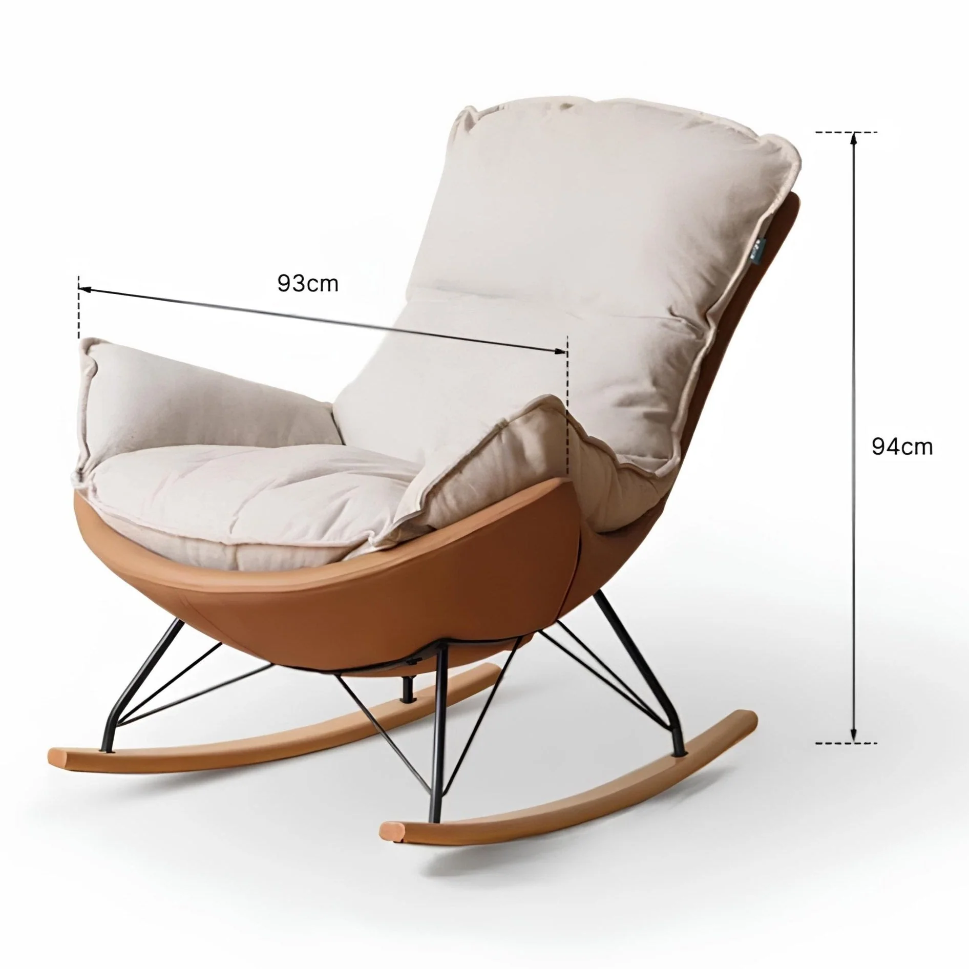 Oulu Eggshell-Inspired Fabric Rocking Leisure Chair Sofa - Image 10