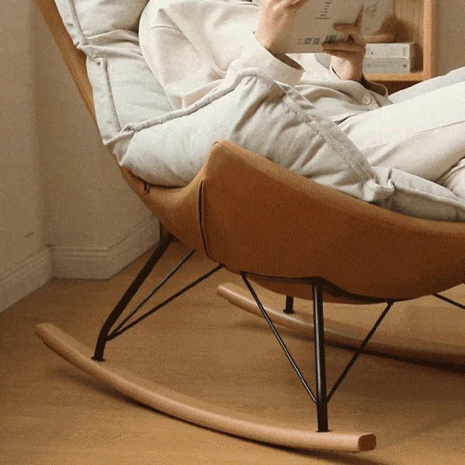 Oulu Eggshell-Inspired Fabric Rocking Leisure Chair Sofa - Image 3