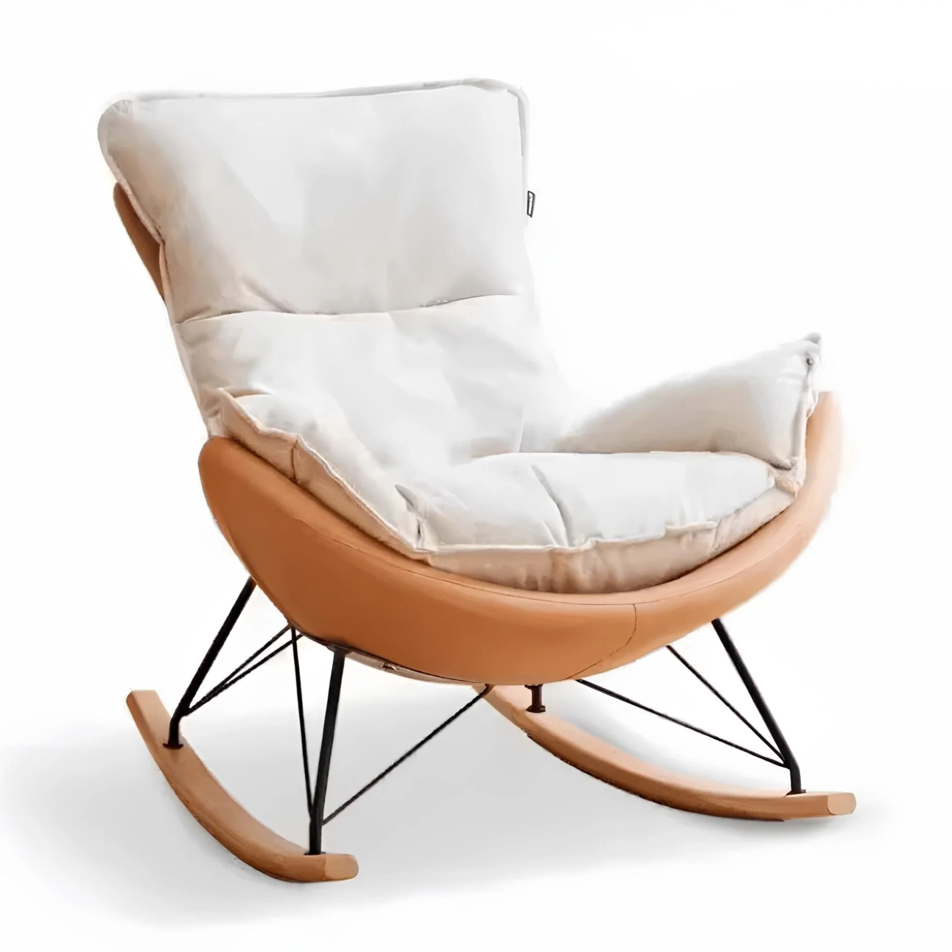 Oulu Eggshell-Inspired Fabric Rocking Leisure Chair Sofa - Image 5