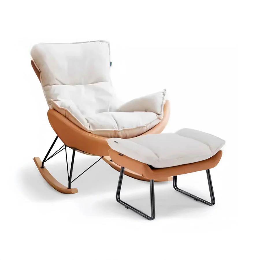 Oulu Eggshell-Inspired Fabric Rocking Leisure Chair Sofa - Image 6