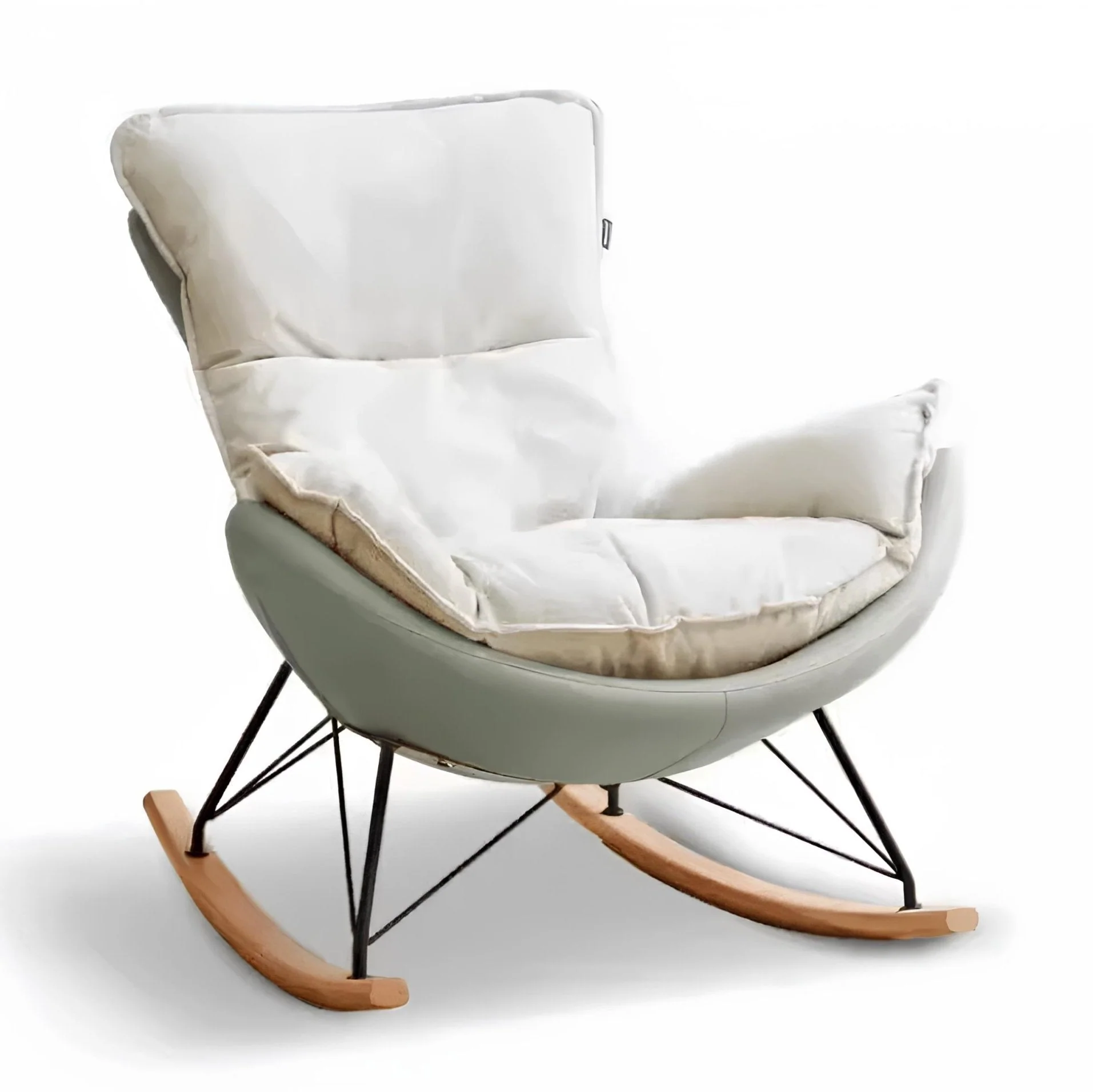 Oulu Eggshell-Inspired Fabric Rocking Leisure Chair Sofa - Image 7
