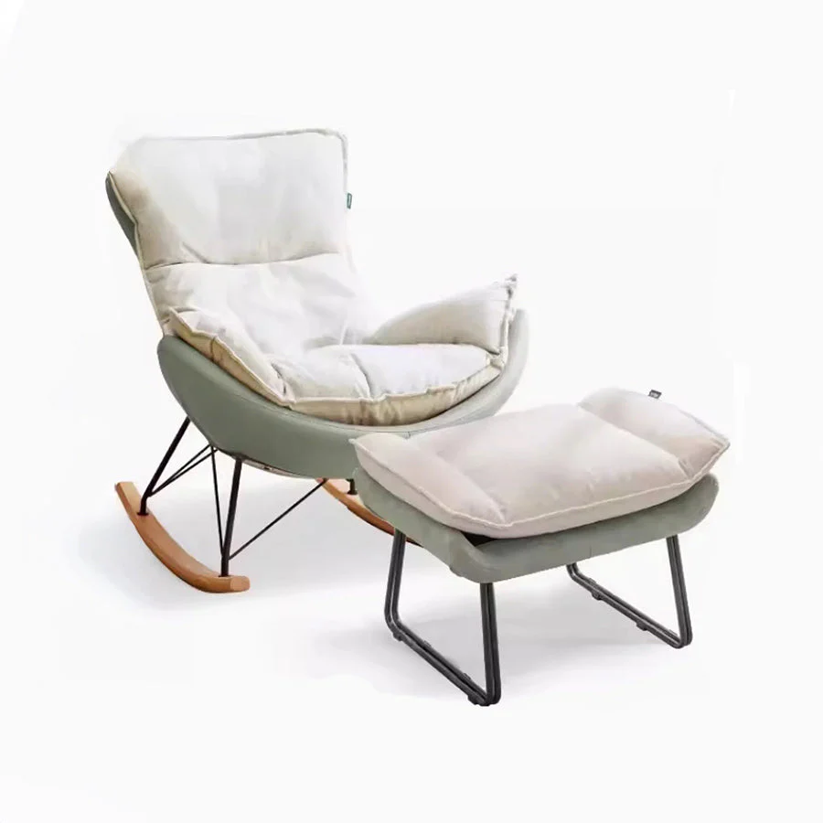 Oulu Eggshell-Inspired Fabric Rocking Leisure Chair Sofa - Image 8