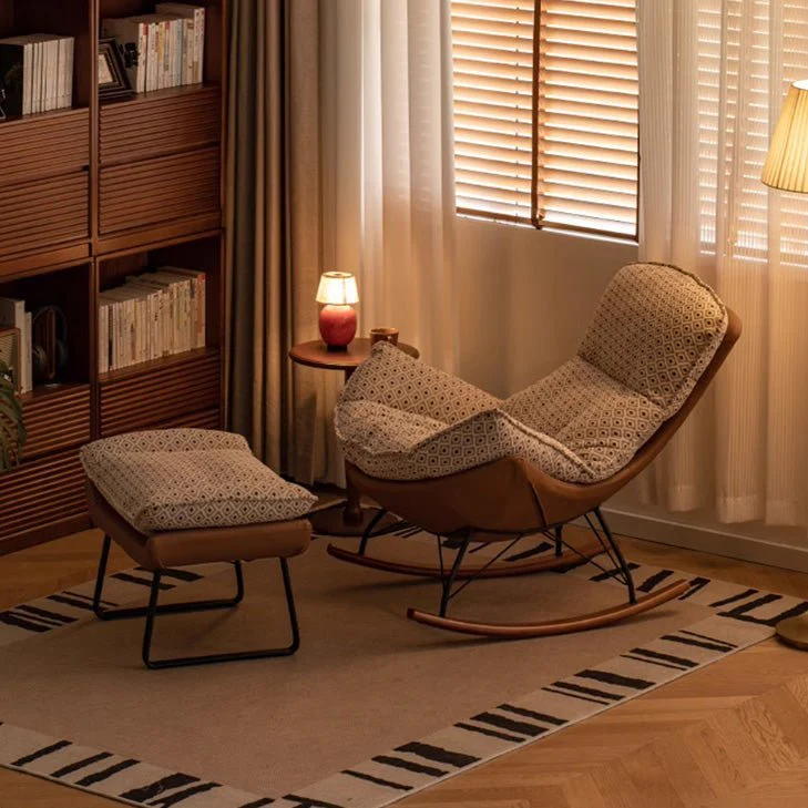 Oulu Eggshell-Inspired Fabric Rocking Lounge Chair Sofa - Image 3