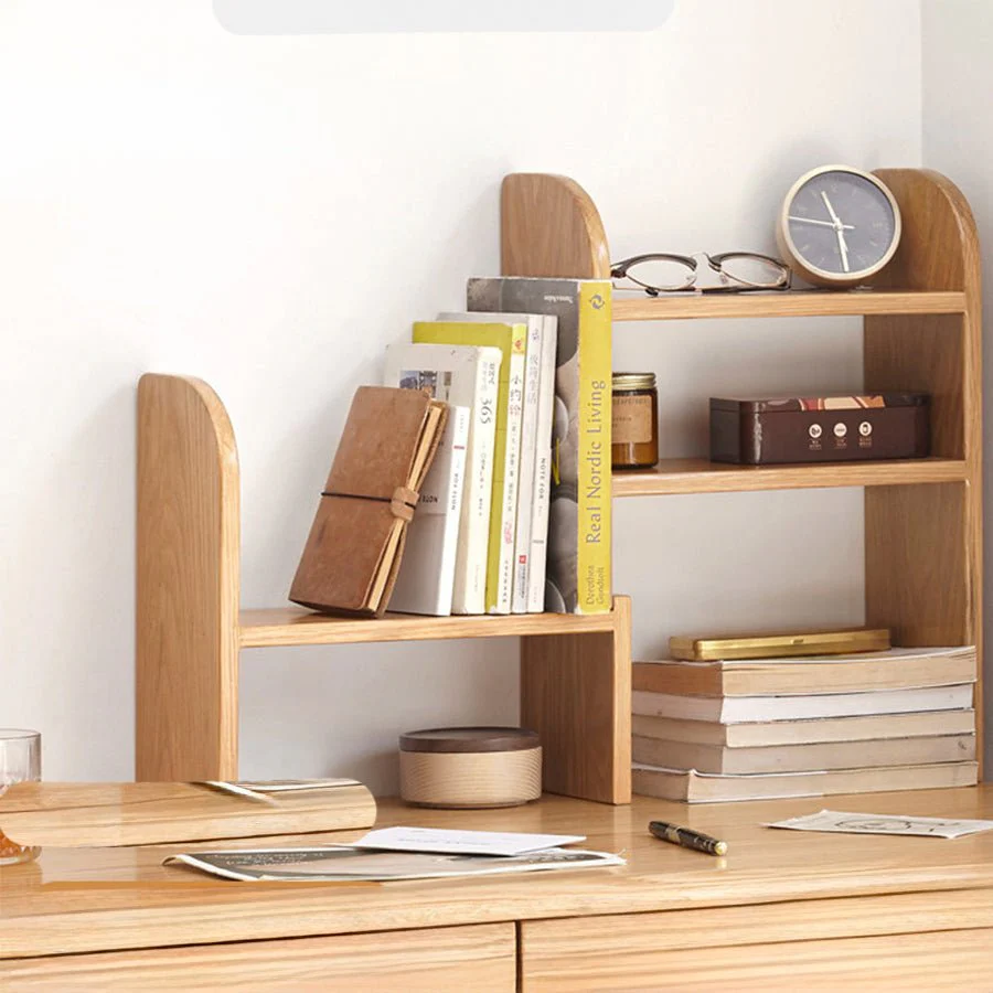 Padure Natural Solid Oak Extending Desktop Corner Shelf