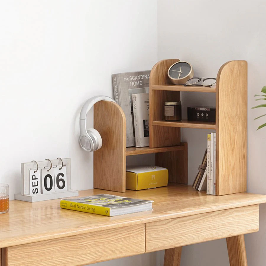 Padure Natural Solid Oak Extending Desktop Corner Shelf - Image 2