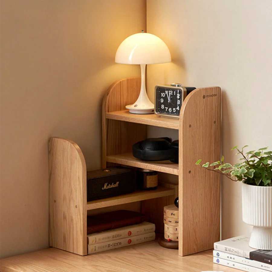 Padure Natural Solid Oak Extending Desktop Corner Shelf - Image 3