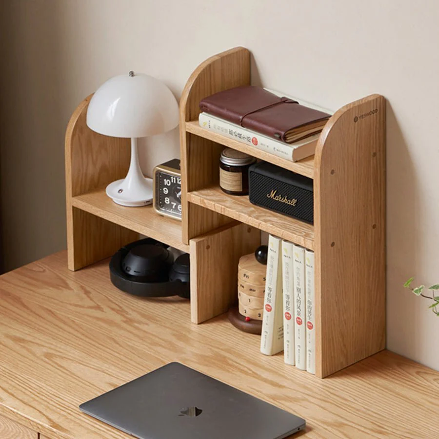 Padure Natural Solid Oak Extending Desktop Corner Shelf - Image 4