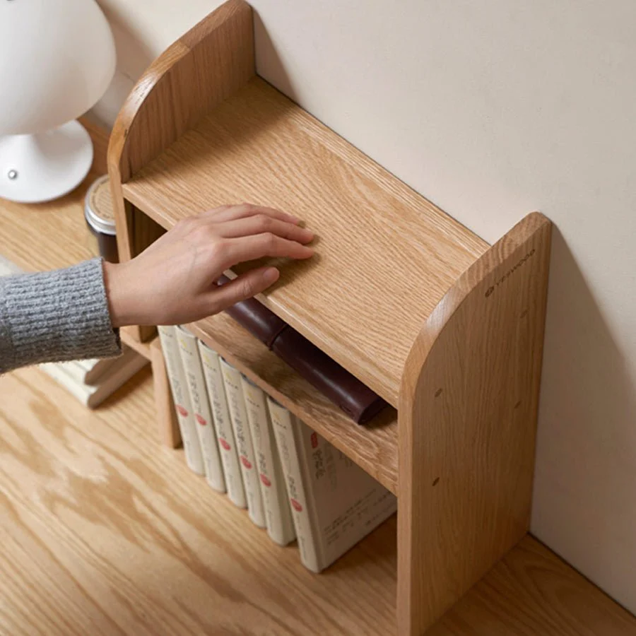 Padure Natural Solid Oak Extending Desktop Corner Shelf - Image 5