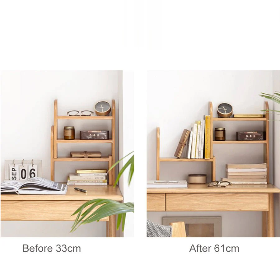 Padure Natural Solid Oak Extending Desktop Corner Shelf - Image 6