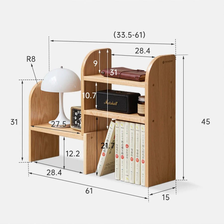 Padure Natural Solid Oak Extending Desktop Corner Shelf - Image 7