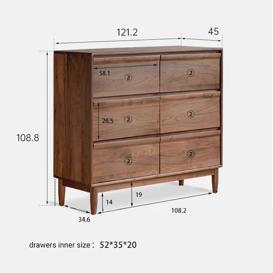 Pello Natural Solid Walnut Chest of Drawers - Image 9