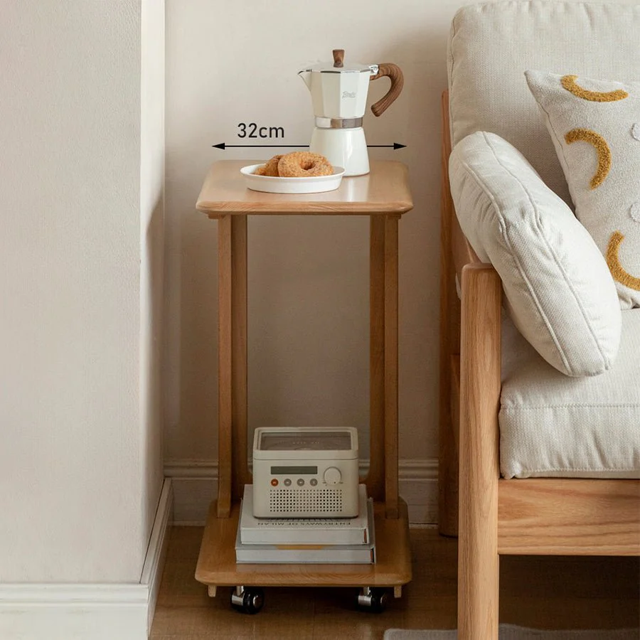 Pori Solid Beech Mobile C-Shaped Side Table - Image 2