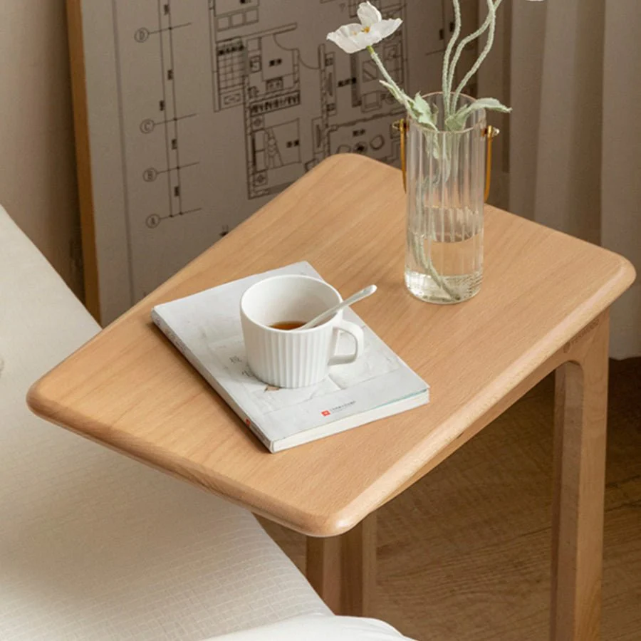 Pori Solid Beech Mobile C-Shaped Side Table - Image 6