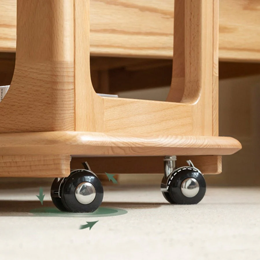 Pori Solid Beech Mobile C-Shaped Side Table - Image 7