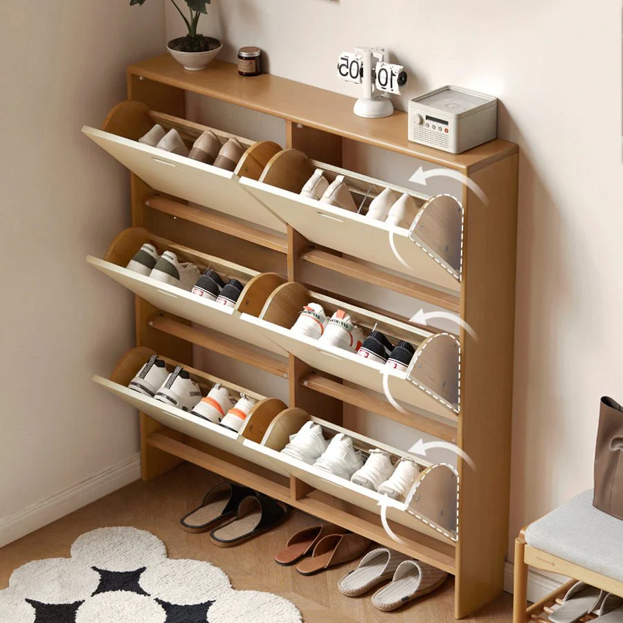 Porto Solid Tulip Poplar Flip-top Shoe Cabinet - Image 4