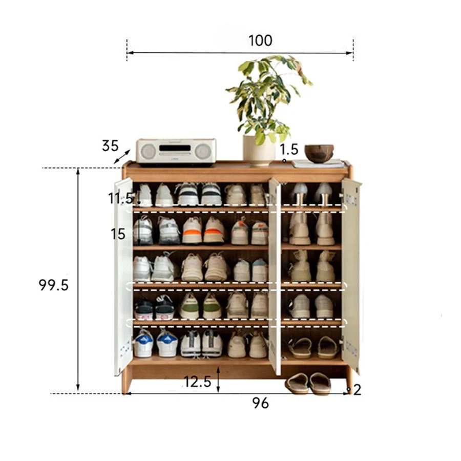 Porto Solid Tulip Poplar Shoe Cabinet - Image 7