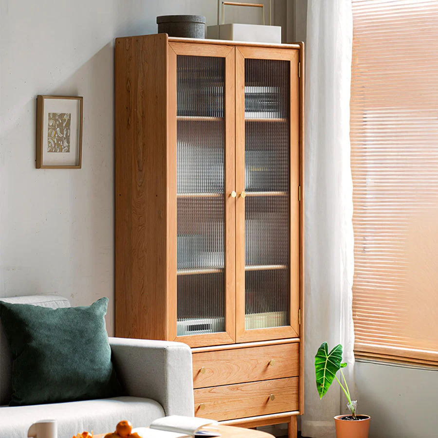 Prunus Solid Cherry Bookcase with Glass Doors - Image 3