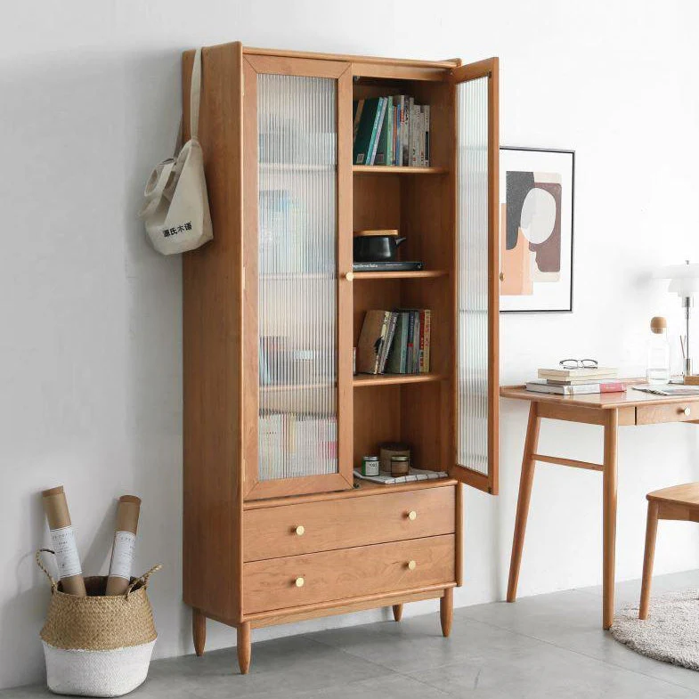Prunus Solid Cherry Bookcase with Glass Doors - Image 4
