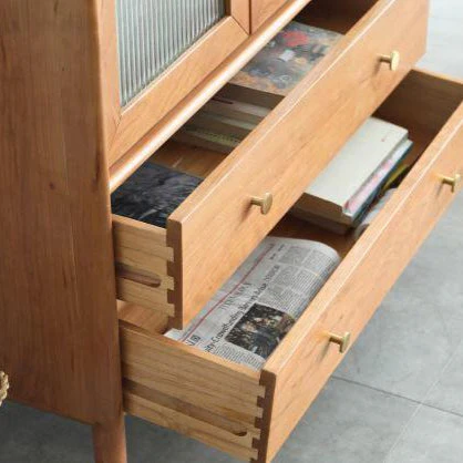 Prunus Solid Cherry Bookcase with Glass Doors - Image 7