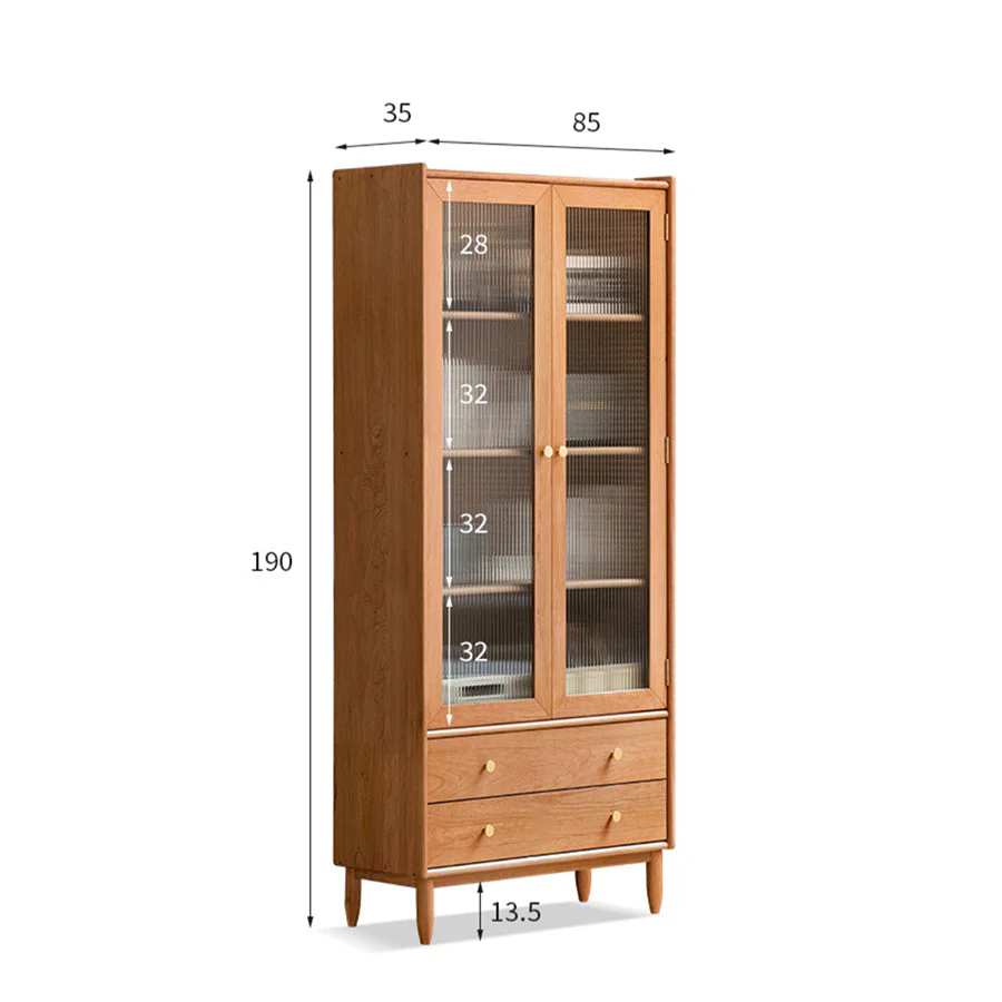 Prunus Solid Cherry Bookcase with Glass Doors - Image 9