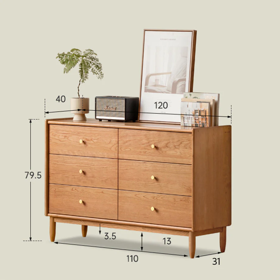 Prunus Solid Cherry 6 Chest of Drawers - Image 7