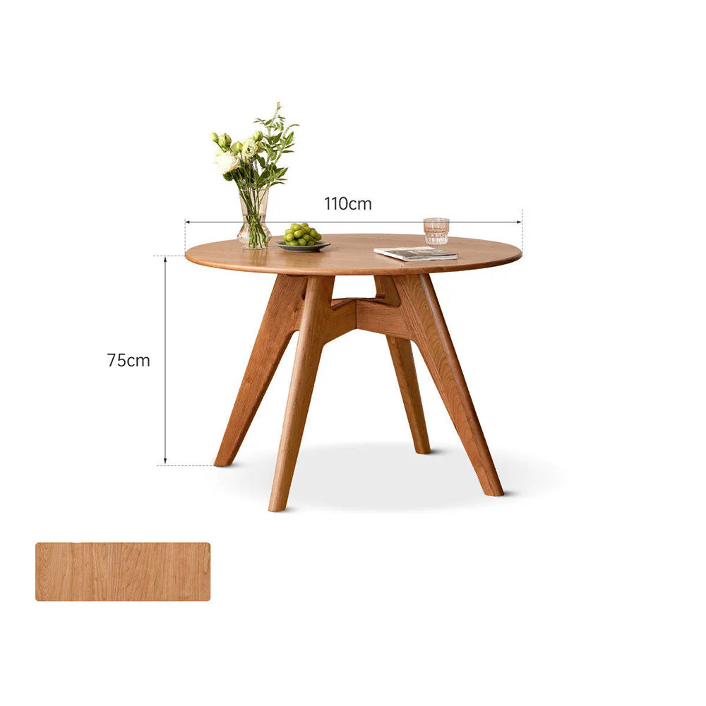 Prunus Natural Solid Cherry Small Round Dining Table - Image 11