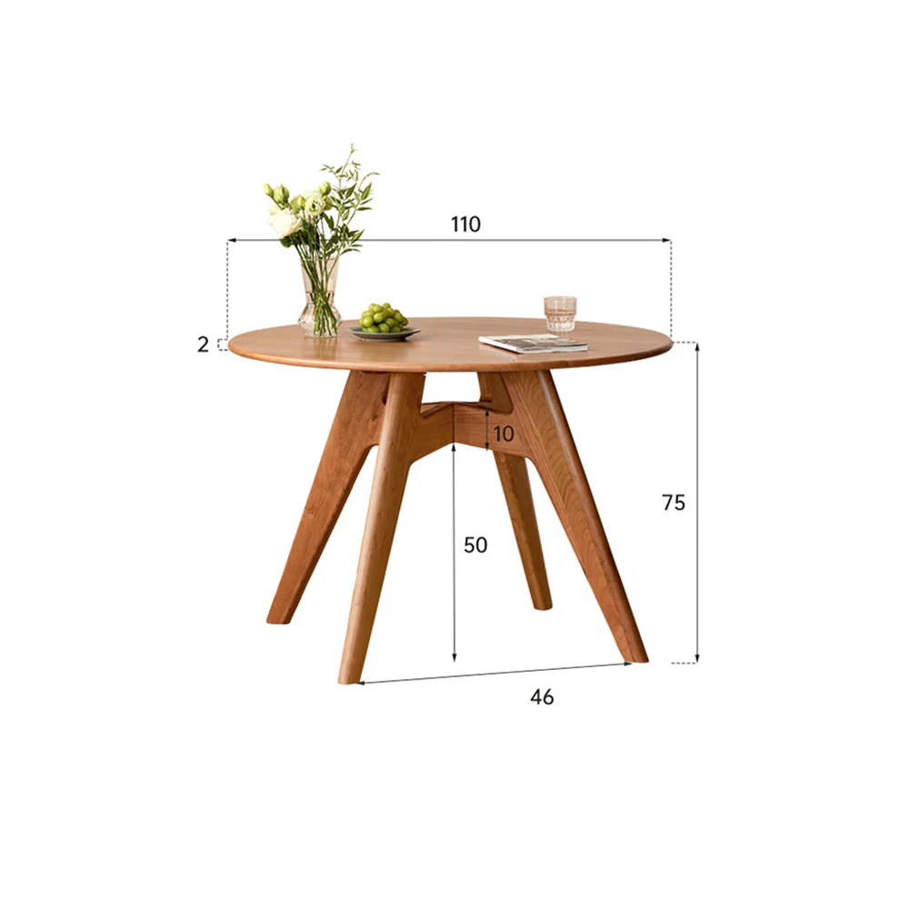 Prunus Natural Solid Cherry Small Round Dining Table - Image 12