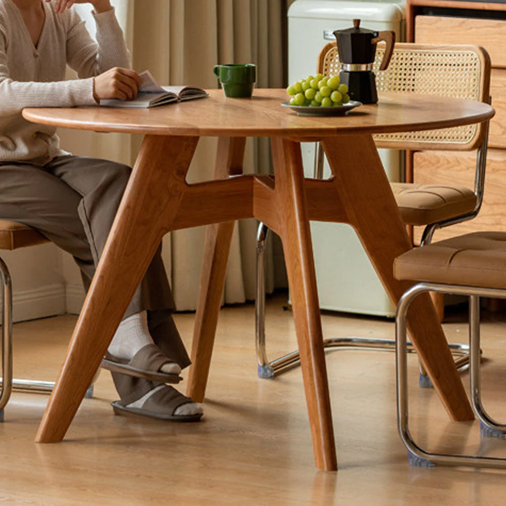 Prunus Natural Solid Cherry Small Round Dining Table - Image 7