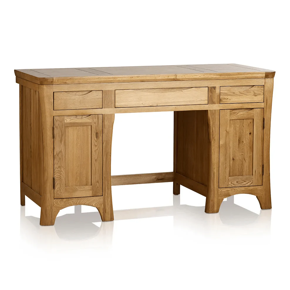 Renwick Rustic Natural Solid Oak Writing Desk - Image 5