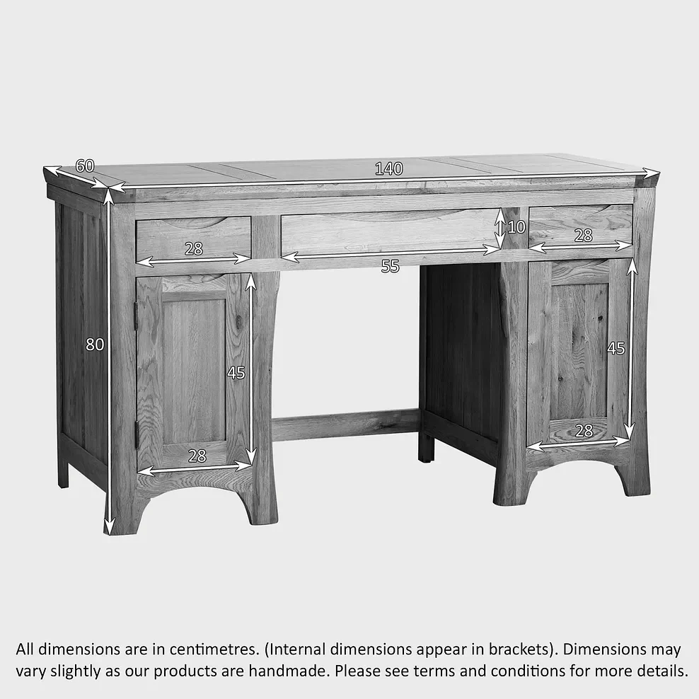 Renwick Rustic Natural Solid Oak Writing Desk - Image 6