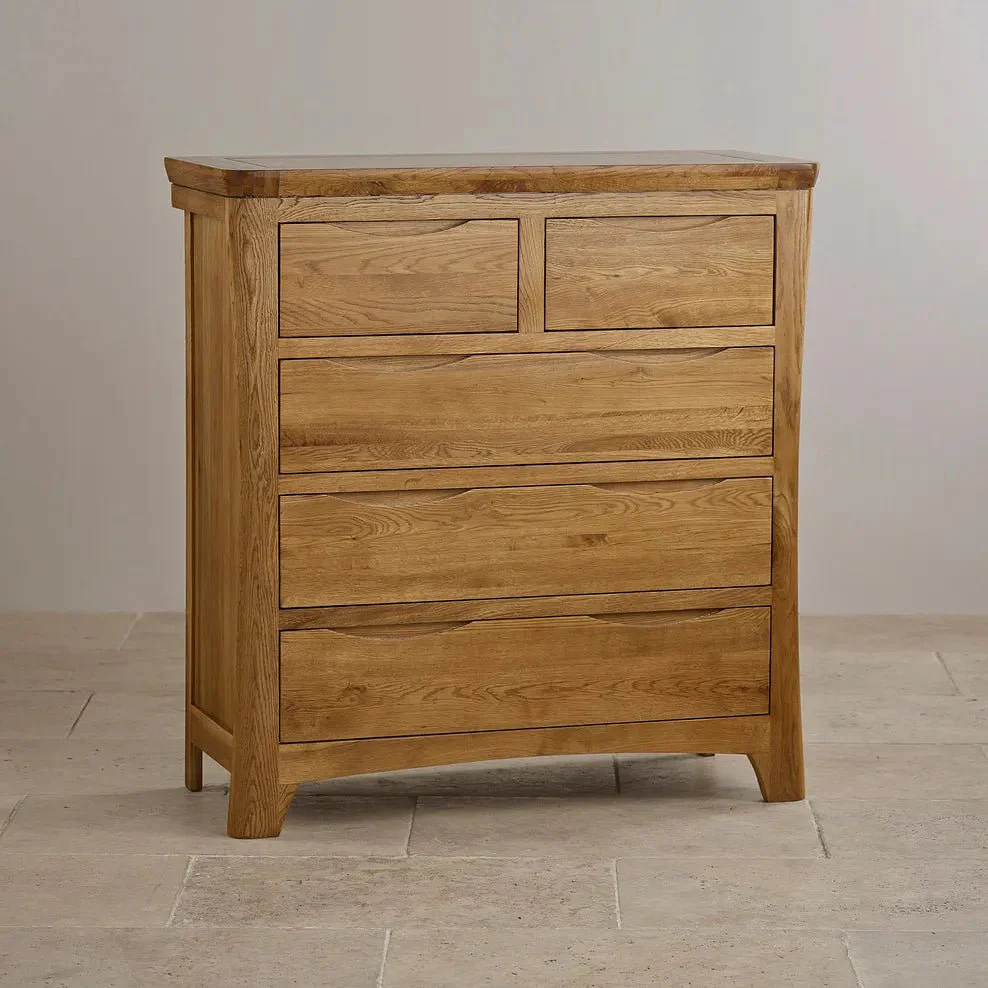 Renwick Rustic Solid Oak 2+3 Chest of Drawers - Image 2