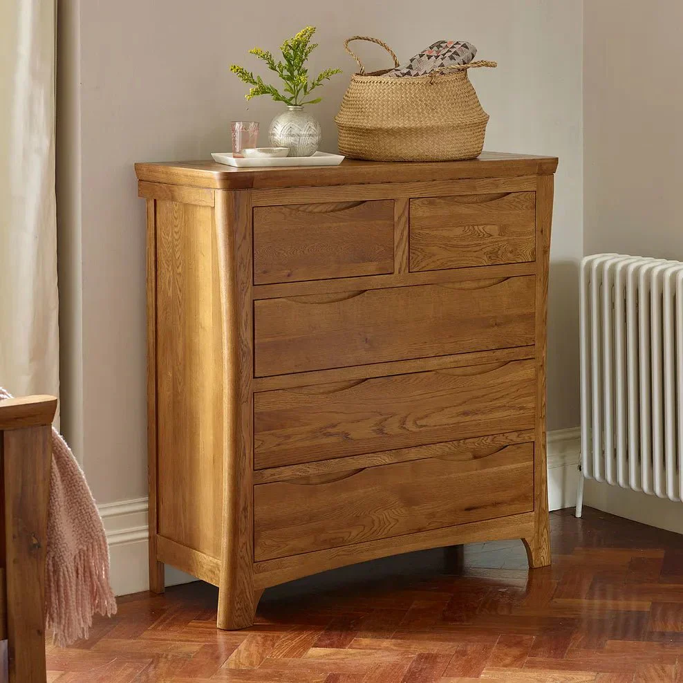 Renwick Rustic Solid Oak 2+3 Chest of Drawers - Image 3