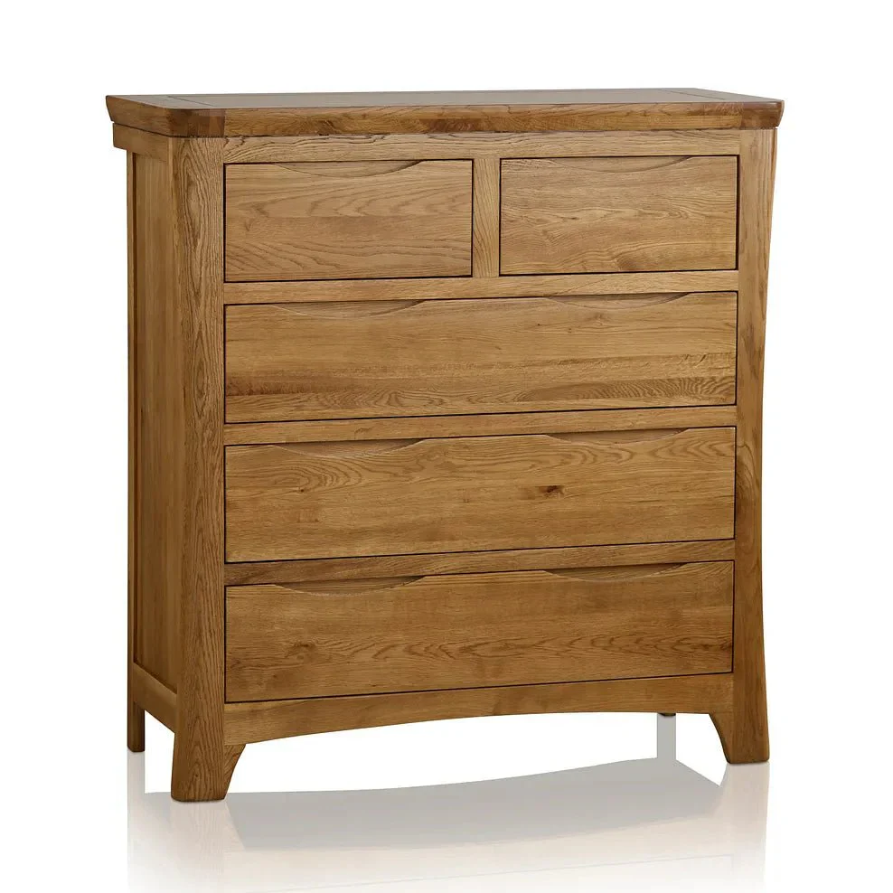 Renwick Rustic Solid Oak 2+3 Chest of Drawers - Image 4