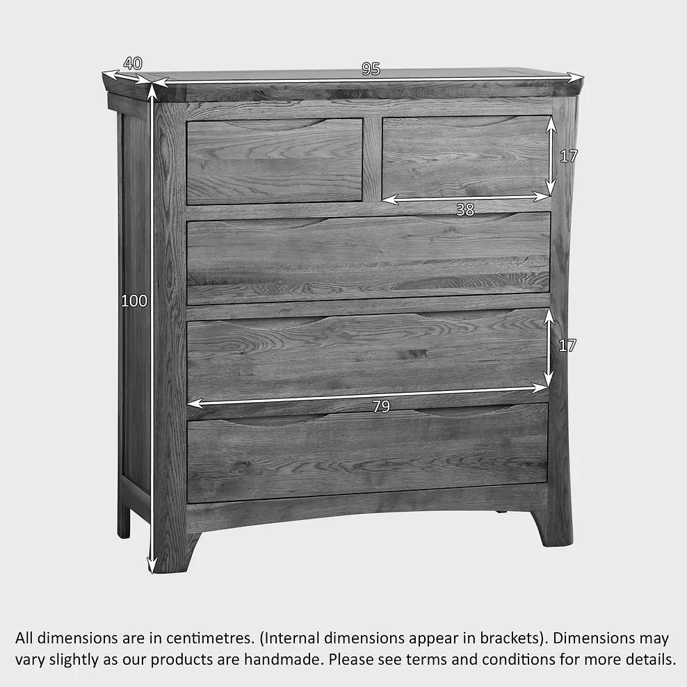 Renwick Rustic Solid Oak 2+3 Chest of Drawers - Image 6