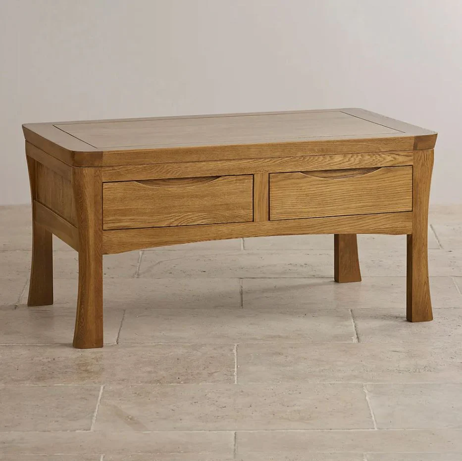 Renwick Rustic Solid Oak 4 Drawer Storage Coffee Table - Image 2