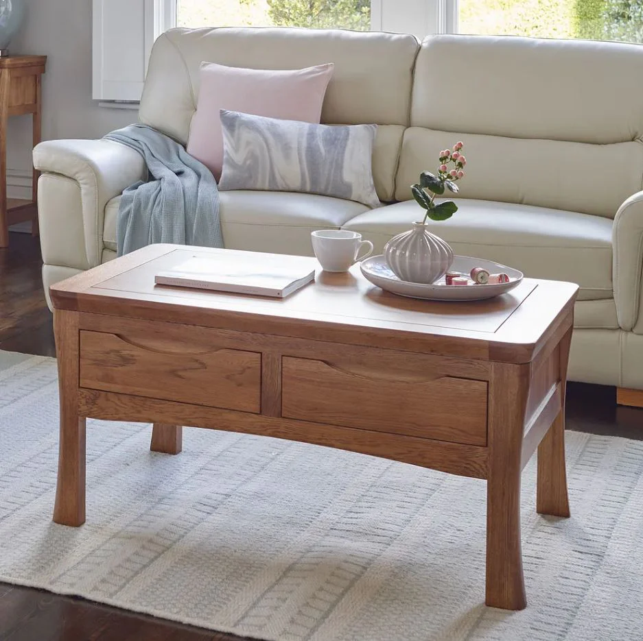 Renwick Rustic Solid Oak 4 Drawer Storage Coffee Table - Image 3